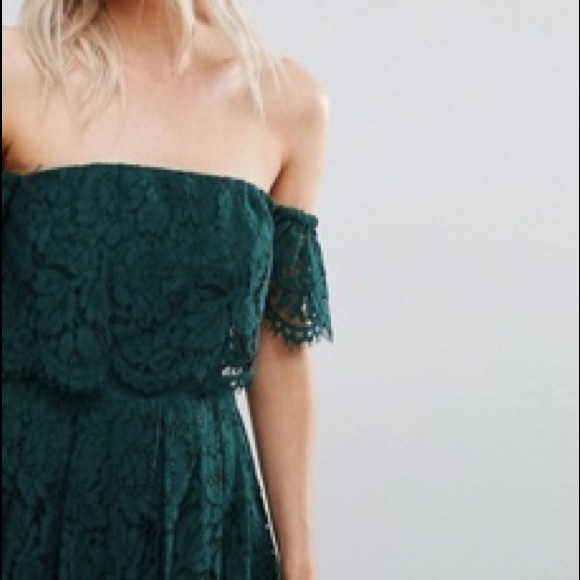 ASOS PETITE Off The Shoulder Lace Midi Dress - Picture 4 of 8